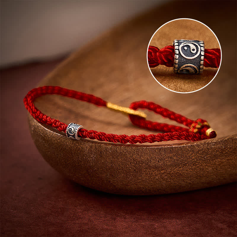 Buddha Stones Schwarzes und rotes, handgewebtes Armband mit Yin-Yang-Schutzsymbol – minimalistisch und elegant - Weinrot - Roter Faden (Schutz♥Glück) - image 7