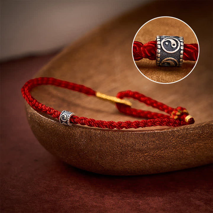 Buddha Stones Schwarzes und rotes, handgewebtes Armband mit Yin-Yang-Schutzsymbol – minimalistisch und elegant - Weinrot - Roter Faden (Schutz♥Glück) - image 7