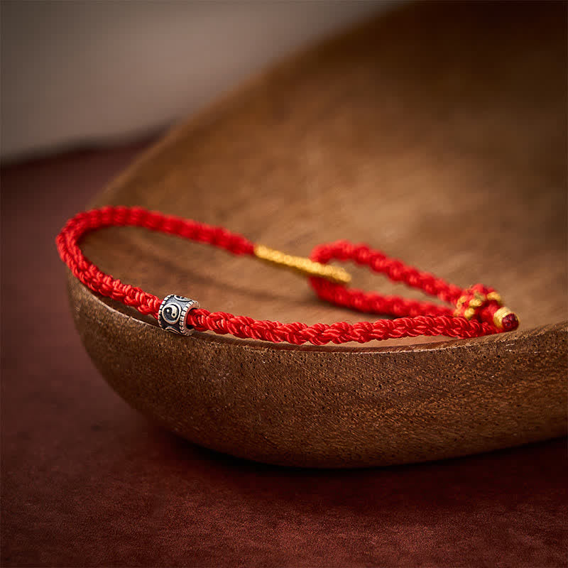 Buddha Stones Schwarzes und rotes, handgewebtes Armband mit Yin-Yang-Schutzsymbol – minimalistisch und elegant - image 3