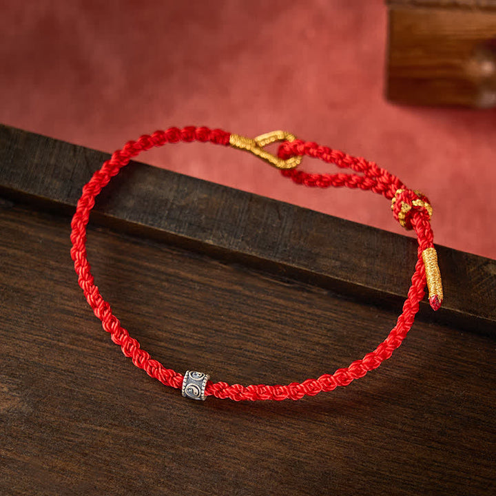 Buddha Stones Schwarzes und rotes, handgewebtes Armband mit Yin-Yang-Schutzsymbol – minimalistisch und elegant - image 1