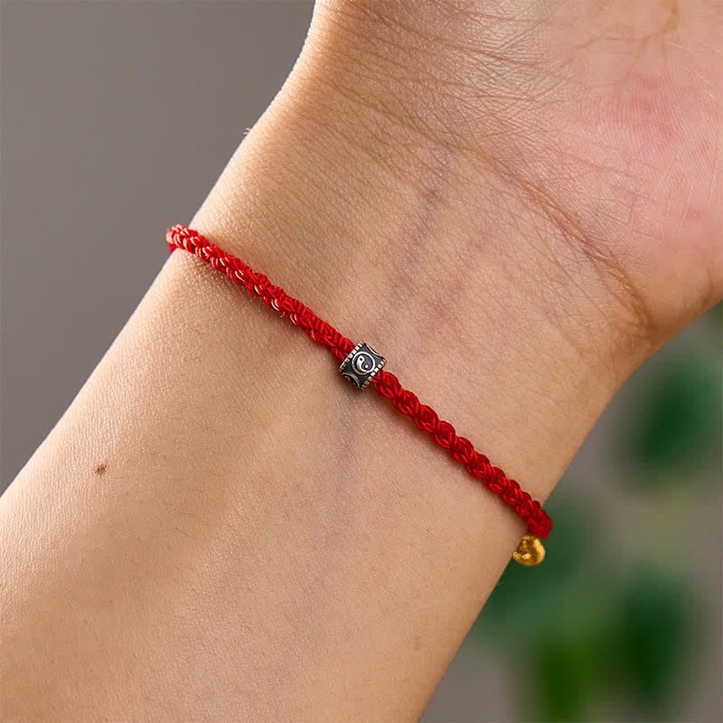 Buddha Stones Schwarzes und rotes, handgewebtes Armband mit Yin-Yang-Schutzsymbol – minimalistisch und elegant - image 4