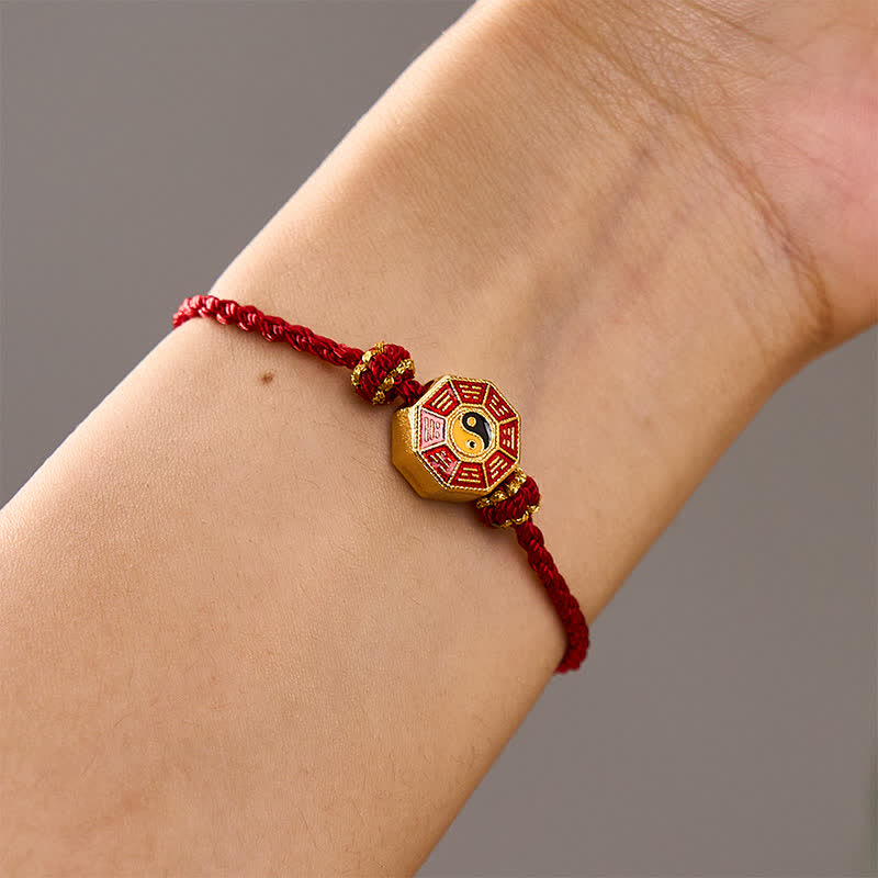 Buddha Stones Verstellbares Armband mit geflochtenem rotem Faden und Bagua-Motiv zum Schutz vor chinesischen Münzen - image 4