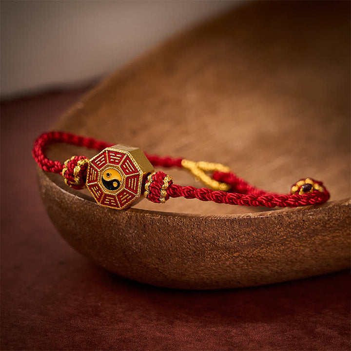 Buddha Stones Verstellbares Armband mit geflochtenem rotem Faden und Bagua-Motiv zum Schutz vor chinesischen Münzen - image 3