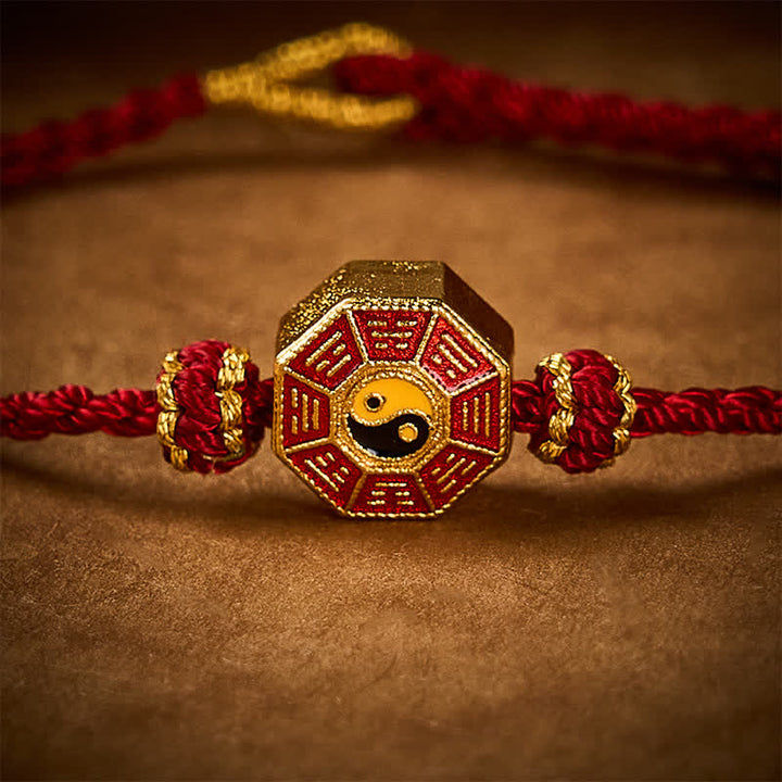 Buddha Stones Verstellbares Armband mit geflochtenem rotem Faden und Bagua-Motiv zum Schutz vor chinesischen Münzen - image 5