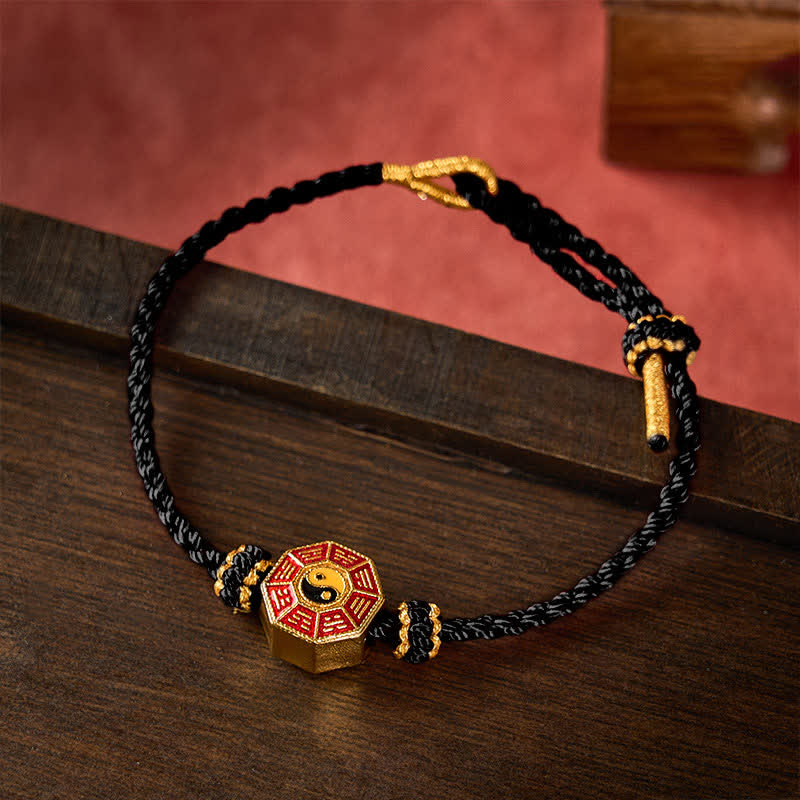 Buddha Stones Verstellbares Armband mit geflochtenem rotem Faden und Bagua-Motiv zum Schutz vor chinesischen Münzen - Schwarz - image 10