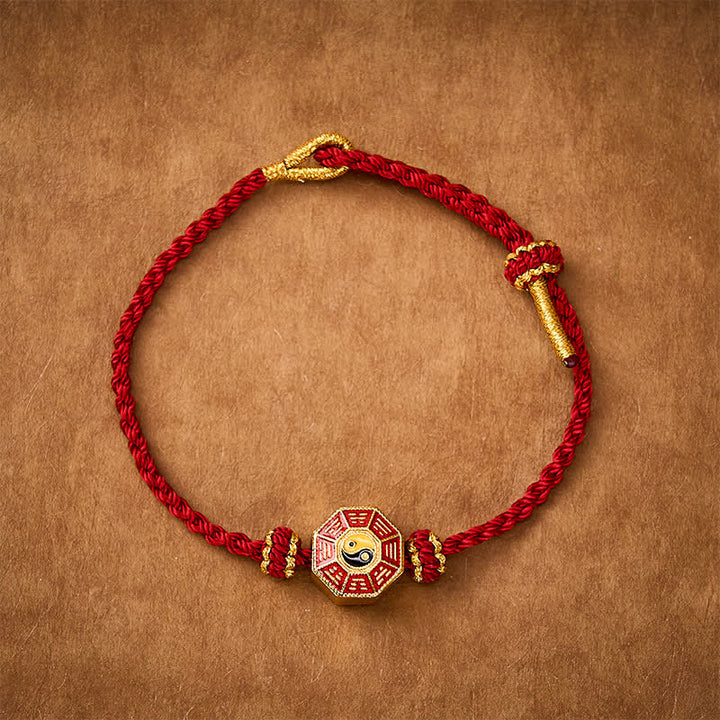 Buddha Stones Verstellbares Armband mit geflochtenem rotem Faden und Bagua-Motiv zum Schutz vor chinesischen Münzen - image 1