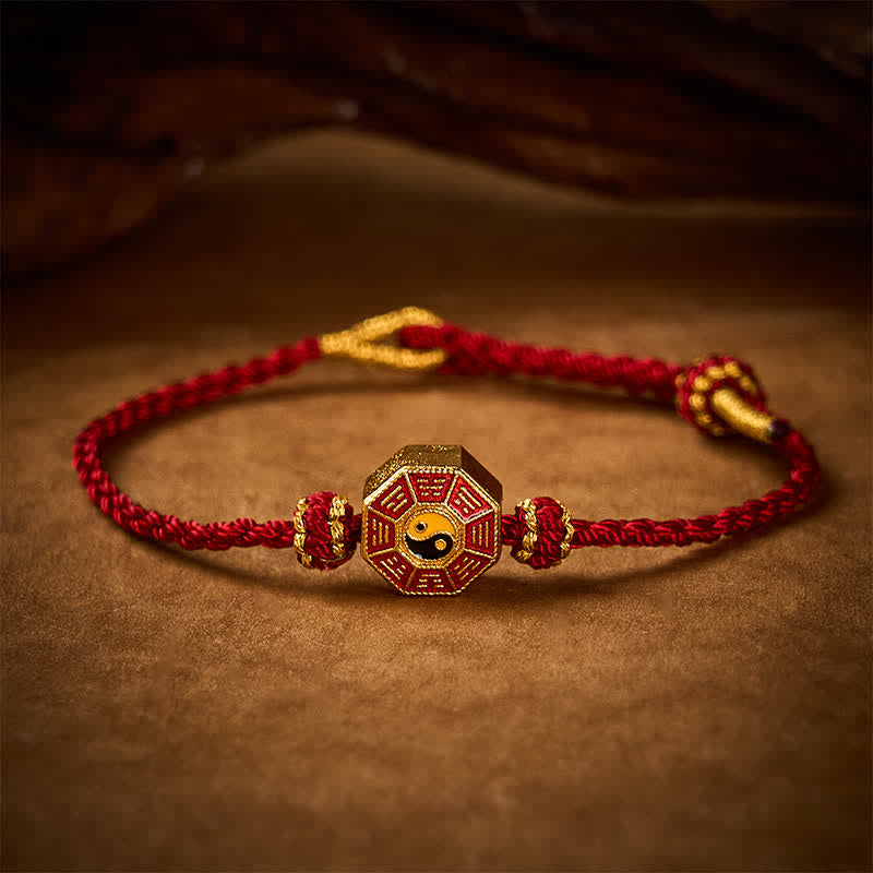 Buddha Stones Verstellbares Armband mit geflochtenem rotem Faden und Bagua-Motiv zum Schutz vor chinesischen Münzen - image 2