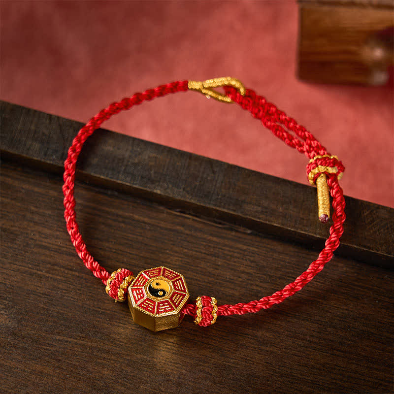 Buddha Stones Verstellbares Armband mit geflochtenem rotem Faden und Bagua-Motiv zum Schutz vor chinesischen Münzen - Leuchtend Rot - image 8