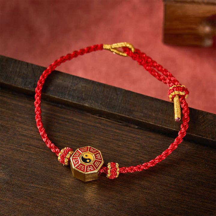Buddha Stones Verstellbares Armband mit geflochtenem rotem Faden und Bagua-Motiv zum Schutz vor chinesischen Münzen - Leuchtend Rot - image 8