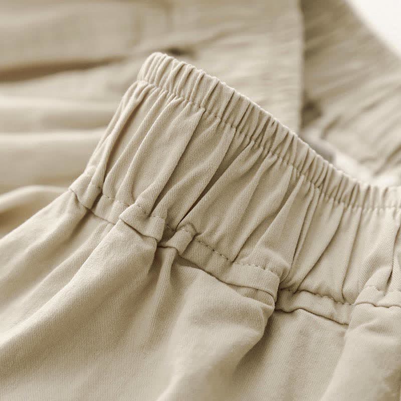 Buddha Stones Lässige, minimalistische, einfarbige Cropped-Hose für Damen – ideal für Frühling und Sommer – mit weitem Bein und Taschen - image 4