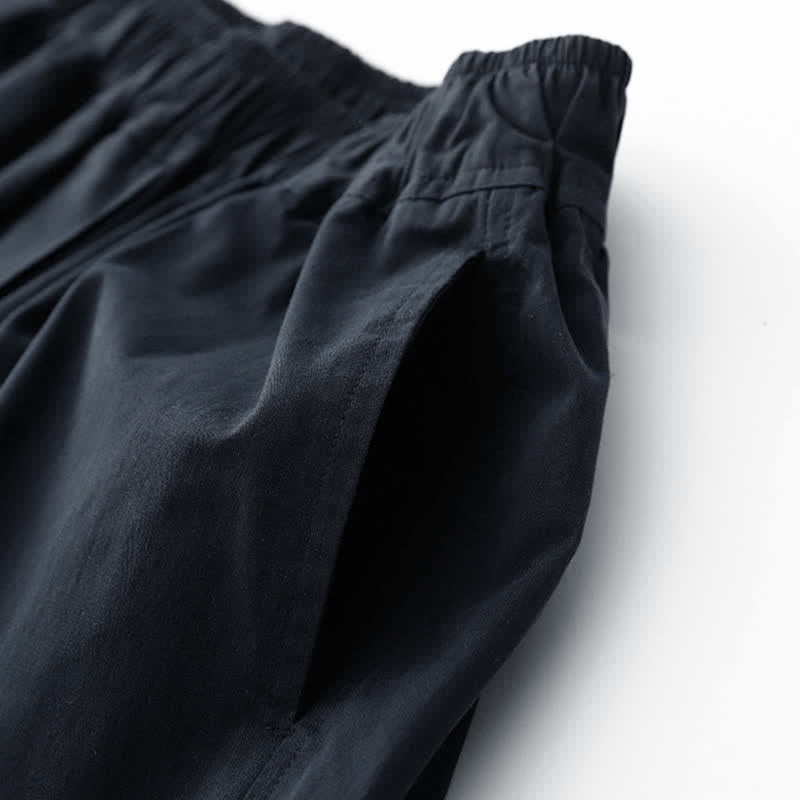 Buddha Stones Lässige, minimalistische, einfarbige Cropped-Hose für Damen – ideal für Frühling und Sommer – mit weitem Bein und Taschen - image 11