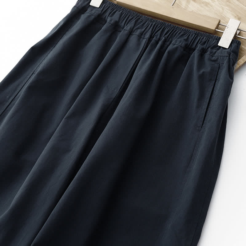 Buddha Stones Lässige, minimalistische, einfarbige Cropped-Hose für Damen – ideal für Frühling und Sommer – mit weitem Bein und Taschen - image 10