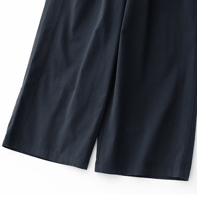 Buddha Stones Lässige, minimalistische, einfarbige Cropped-Hose für Damen – ideal für Frühling und Sommer – mit weitem Bein und Taschen - image 12