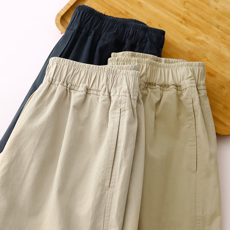 Buddha Stones Lässige, minimalistische, einfarbige Cropped-Hose für Damen – ideal für Frühling und Sommer – mit weitem Bein und Taschen - image 24
