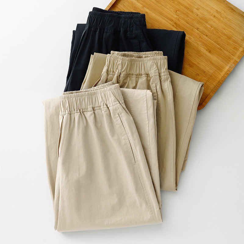 Buddha Stones Lässige, minimalistische, einfarbige Cropped-Hose für Damen – ideal für Frühling und Sommer – mit weitem Bein und Taschen - image 22