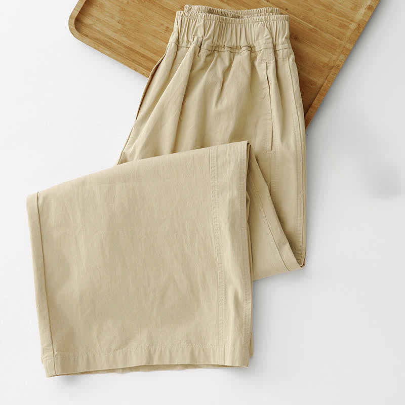 Buddha Stones Lässige, minimalistische, einfarbige Cropped-Hose für Damen – ideal für Frühling und Sommer – mit weitem Bein und Taschen - image 15