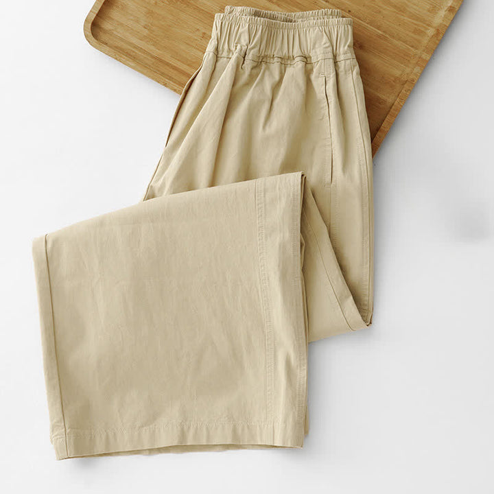 Buddha Stones Lässige, minimalistische, einfarbige Cropped-Hose für Damen – ideal für Frühling und Sommer – mit weitem Bein und Taschen - image 15