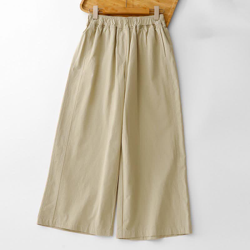 Buddha Stones Lässige, minimalistische, einfarbige Cropped-Hose für Damen – ideal für Frühling und Sommer – mit weitem Bein und Taschen - Blassgoldenrode - US12, UK/AU16, EU44 (2XL) - image 14