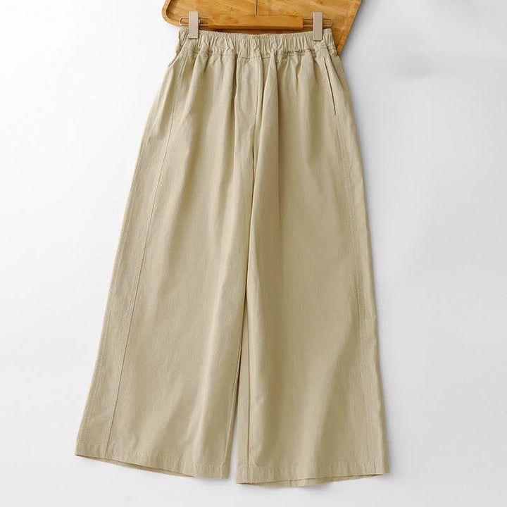 Buddha Stones Lässige, minimalistische, einfarbige Cropped-Hose für Damen – ideal für Frühling und Sommer – mit weitem Bein und Taschen - Blassgoldenrode - US12, UK/AU16, EU44 (2XL) - image 14