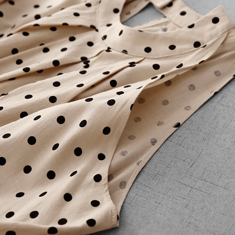 Buddha Stones Sommerliches, ärmelloses Damen-Sommerkleid im Vintage-Stil mit Polka-Dots - image 5