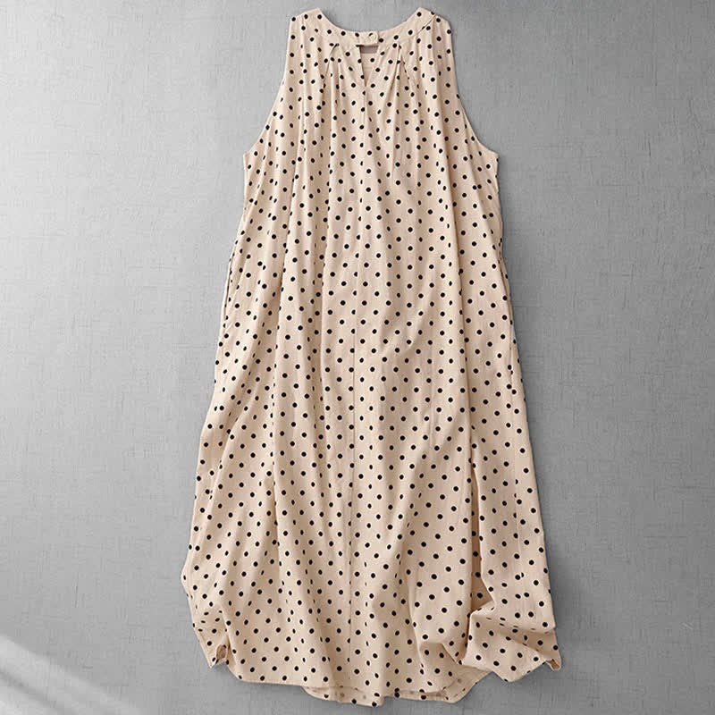 Buddha Stones Sommerliches, ärmelloses Damen-Sommerkleid im Vintage-Stil mit Polka-Dots - image 1