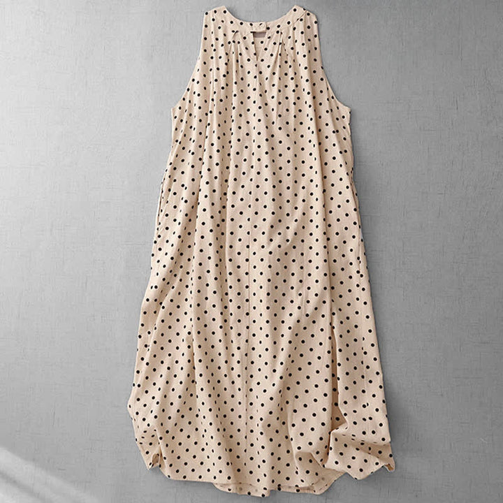 Buddha Stones Sommerliches, ärmelloses Damen-Sommerkleid im Vintage-Stil mit Polka-Dots - image 1