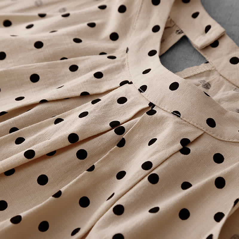 Buddha Stones Sommerliches, ärmelloses Damen-Sommerkleid im Vintage-Stil mit Polka-Dots - image 4