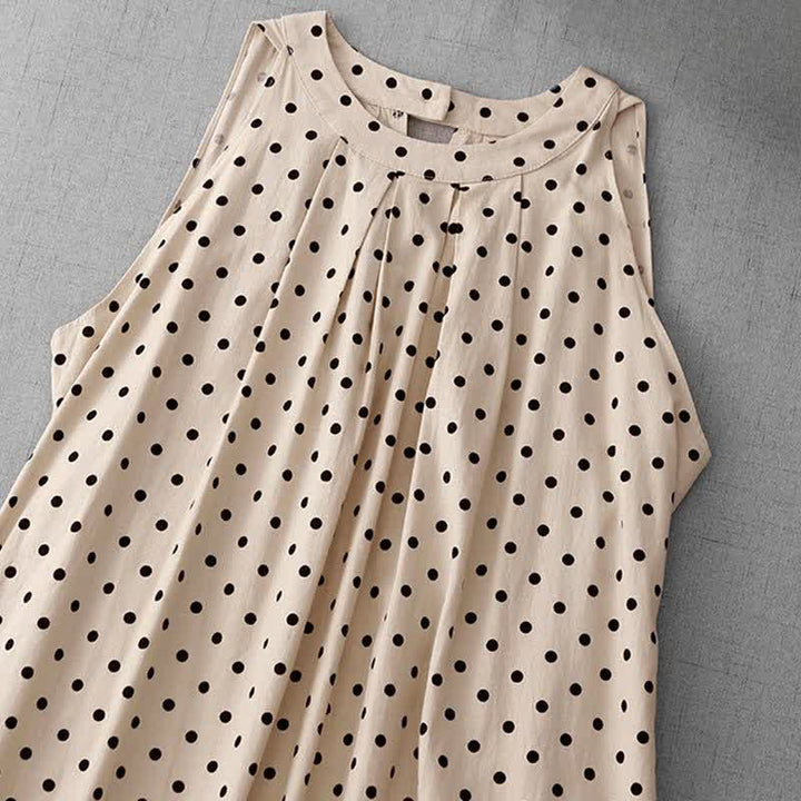 Buddha Stones Sommerliches, ärmelloses Damen-Sommerkleid im Vintage-Stil mit Polka-Dots - image 2