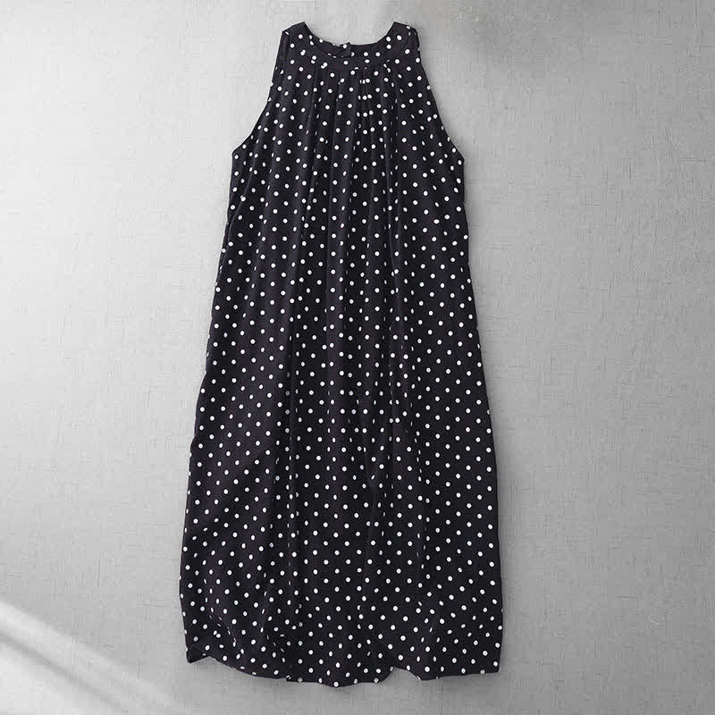 Buddha Stones Sommerliches, ärmelloses Damen-Sommerkleid im Vintage-Stil mit Polka-Dots - Schwarz - US14, UK/AU18, EU46 (2XL) - image 10