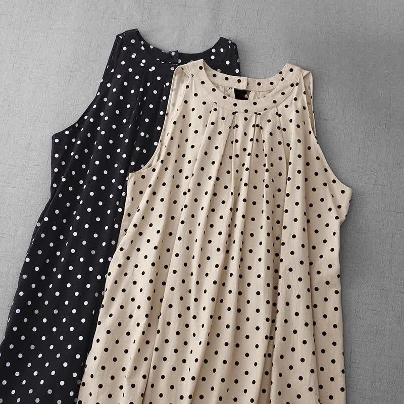 Buddha Stones Sommerliches, ärmelloses Damen-Sommerkleid im Vintage-Stil mit Polka-Dots - image 15