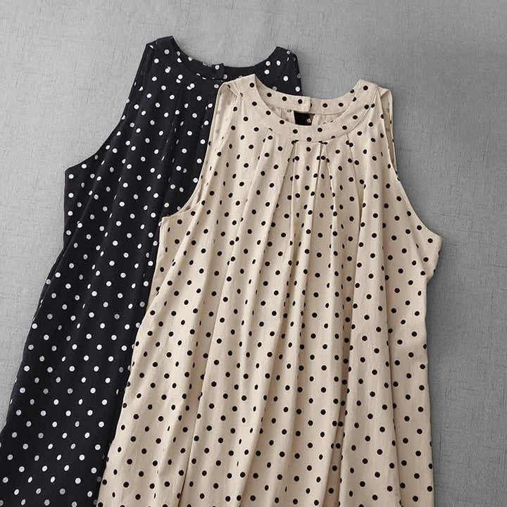 Buddha Stones Sommerliches, ärmelloses Damen-Sommerkleid im Vintage-Stil mit Polka-Dots - image 15