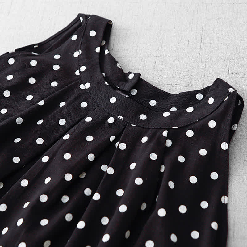 Buddha Stones Sommerliches, ärmelloses Damen-Sommerkleid im Vintage-Stil mit Polka-Dots - image 12