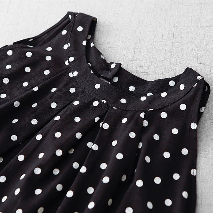 Buddha Stones Sommerliches, ärmelloses Damen-Sommerkleid im Vintage-Stil mit Polka-Dots - image 12