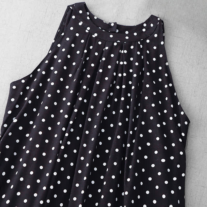 Buddha Stones Sommerliches, ärmelloses Damen-Sommerkleid im Vintage-Stil mit Polka-Dots - image 11