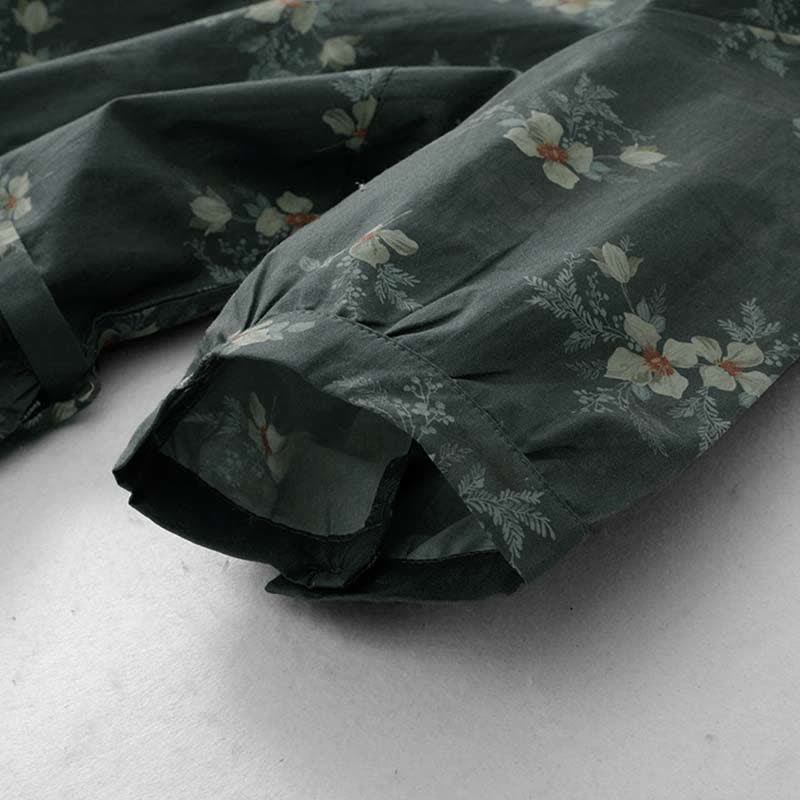 Buddha Stones Sommerliches Vintage-Kleid für Damen, grau, geblümt, kurzärmelig, mit Kordelzug und Tasche, mit kurzem Ärmel und Tasche - image 10