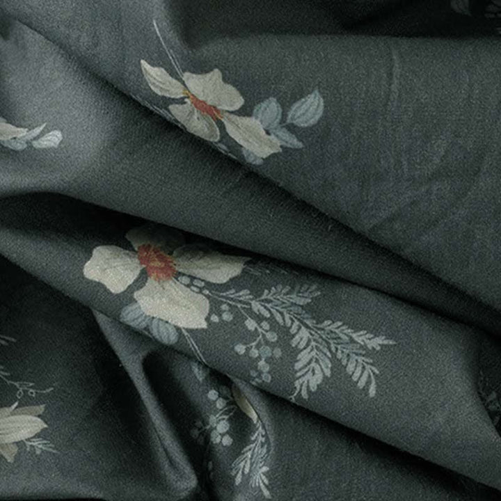 Buddha Stones Sommerliches Vintage-Kleid für Damen, grau, geblümt, kurzärmelig, mit Kordelzug und Tasche, mit kurzem Ärmel und Tasche - image 11