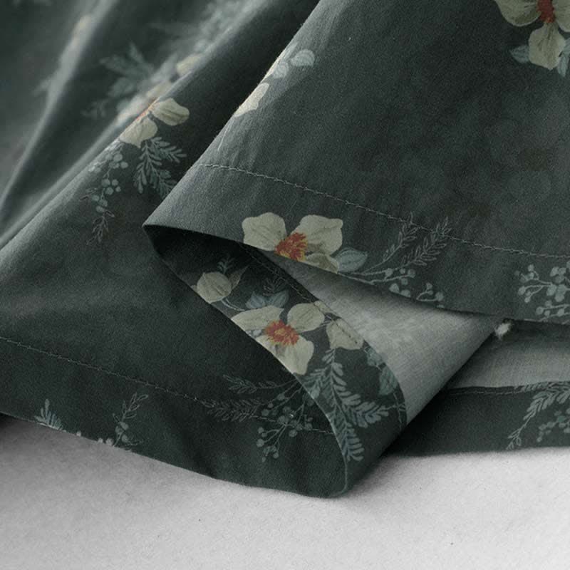 Buddha Stones Sommerliches Vintage-Kleid für Damen, grau, geblümt, kurzärmelig, mit Kordelzug und Tasche, mit kurzem Ärmel und Tasche - image 12