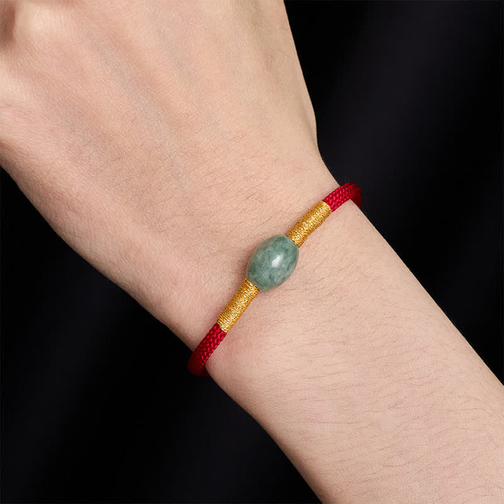 Buddha Stones Jadeperlen-Armband mit roter Schnur - image 7