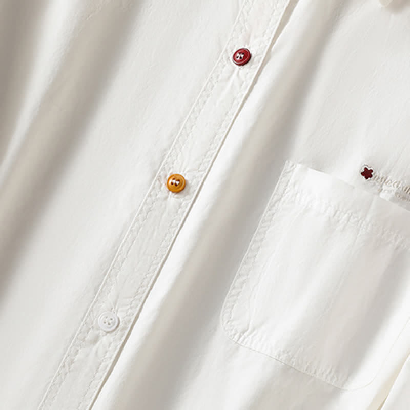 Buddha Stones Lässiges, minimalistisches Sommer-Hemd mit Knopfleiste, kurzen Ärmeln und aufgesetzter Tasche für Damen. - image 9