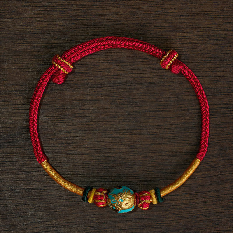 Buddha Stones Kupferdrachenperlen-Armband mit roter Schnur, starkes geflochtenes Armband - Rotes Band (Handgelenkumfang: 15–20 cm) - Blaue Drachenperle - image 17