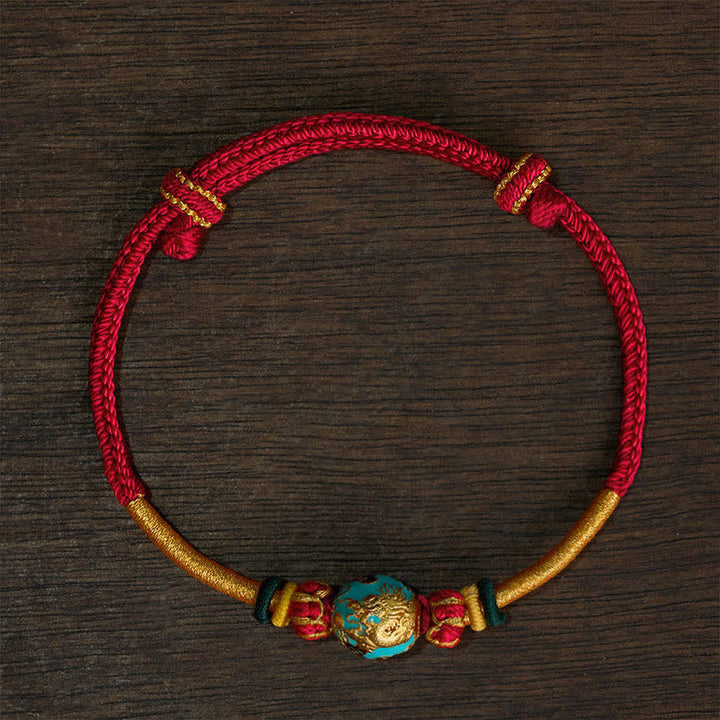 Buddha Stones Kupferdrachenperlen-Armband mit roter Schnur, starkes geflochtenes Armband - Rotes Band (Handgelenkumfang: 15–20 cm) - Blaue Drachenperle - image 17