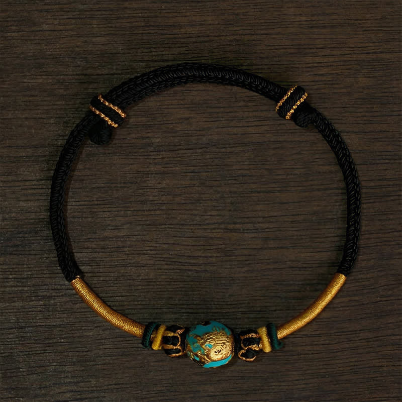 Buddha Stones Kupferdrachenperlen-Armband mit roter Schnur, starkes geflochtenes Armband - Schwarzes Band (Handgelenkumfang: 15–20 cm) - Phoenix-Perle - image 19