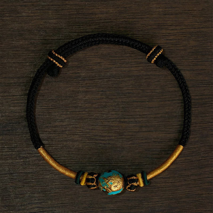 Buddha Stones Kupferdrachenperlen-Armband mit roter Schnur, starkes geflochtenes Armband - Schwarzes Band (Handgelenkumfang: 15–20 cm) - Phoenix-Perle - image 19