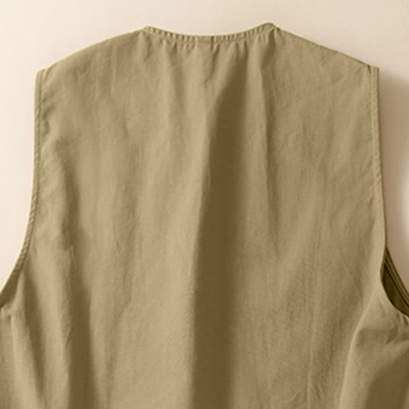 Buddha Stones Lässiges, minimalistisches, einfarbiges Damen-Tanktop mit Knopfleiste und Tasche – perfekt für den Sommer. - image 9