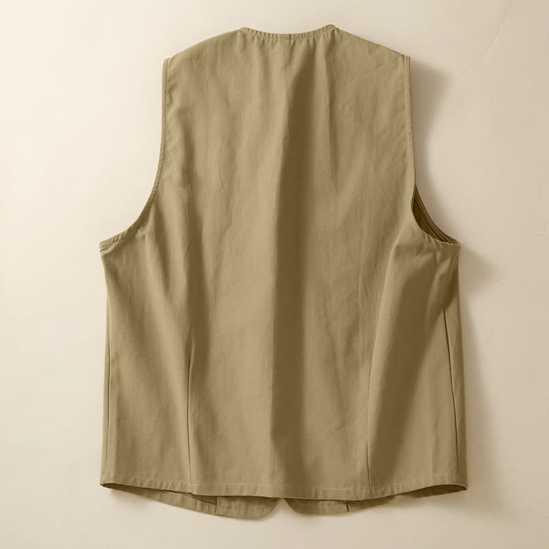 Buddha Stones Lässiges, minimalistisches, einfarbiges Damen-Tanktop mit Knopfleiste und Tasche – perfekt für den Sommer. - image 7
