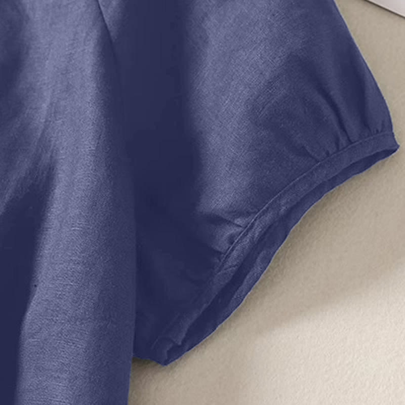 Buddha Stones Sommerliches, lässiges, minimalistisches Kurzarmshirt mit Rundhalsausschnitt für Damen, einfarbig, schlicht, Kurzarm - image 19