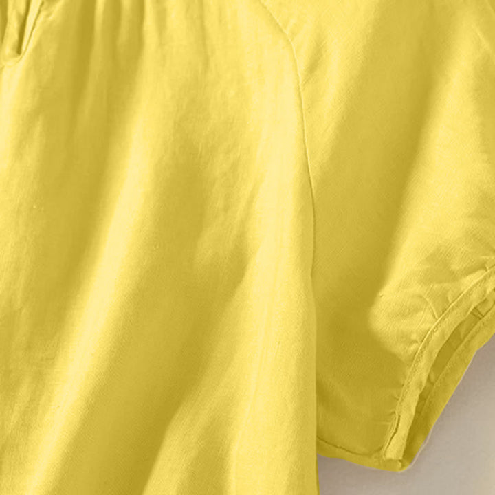 Buddha Stones Sommerliches, lässiges, minimalistisches Kurzarmshirt mit Rundhalsausschnitt für Damen, einfarbig, schlicht, Kurzarm - image 5