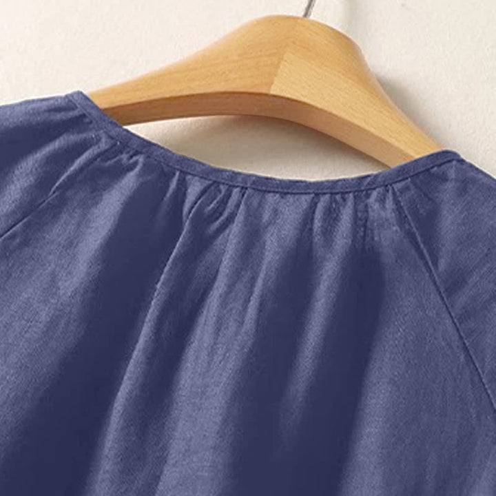 Buddha Stones Sommerliches, lässiges, minimalistisches Kurzarmshirt mit Rundhalsausschnitt für Damen, einfarbig, schlicht, Kurzarm - image 17