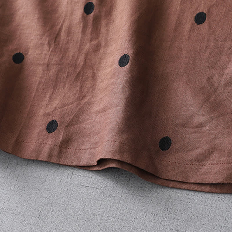 Buddha Stones Lässiges Sommerkleid im Boho-Stil mit Kordelzug, abstraktem Polka-Dot-Muster, kurzen Ärmeln und Tasche für Damen. - image 16
