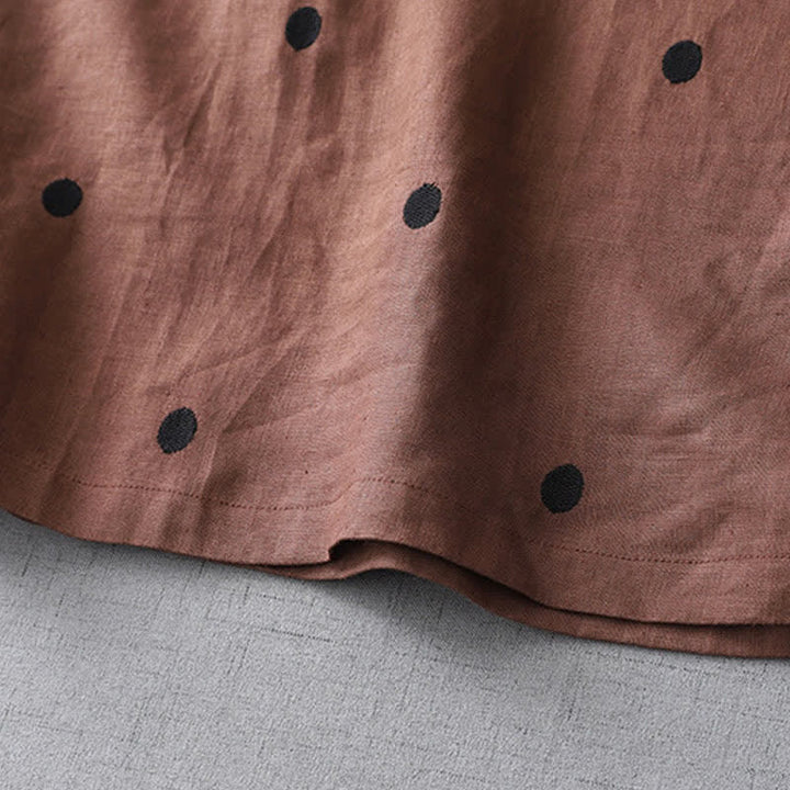 Buddha Stones Lässiges Sommerkleid im Boho-Stil mit Kordelzug, abstraktem Polka-Dot-Muster, kurzen Ärmeln und Tasche für Damen. - image 16